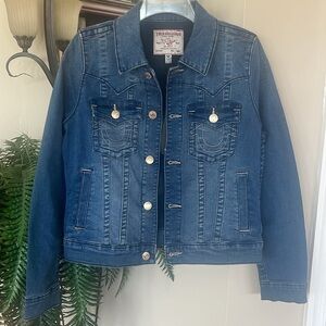 Brand New True Religion Jesse Slim Western Blue Denim Button Up Jean Jacket